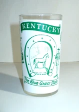 Vtg Hazel Atlas Kentucky Derby Frost State Glass Horseshoe Man O War Horse ExCon