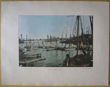 ca.1895 French photochrom PORT OF OSTEND OOSTENDE, FLANDERS, BELGIUM (#166)