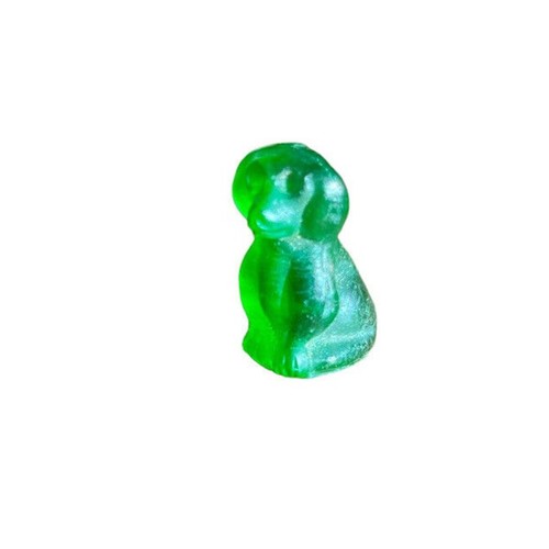 Miniature Tiny Green Glass Puppy Dog w Silver Collar .75” Opaque - Picture 1 of 12