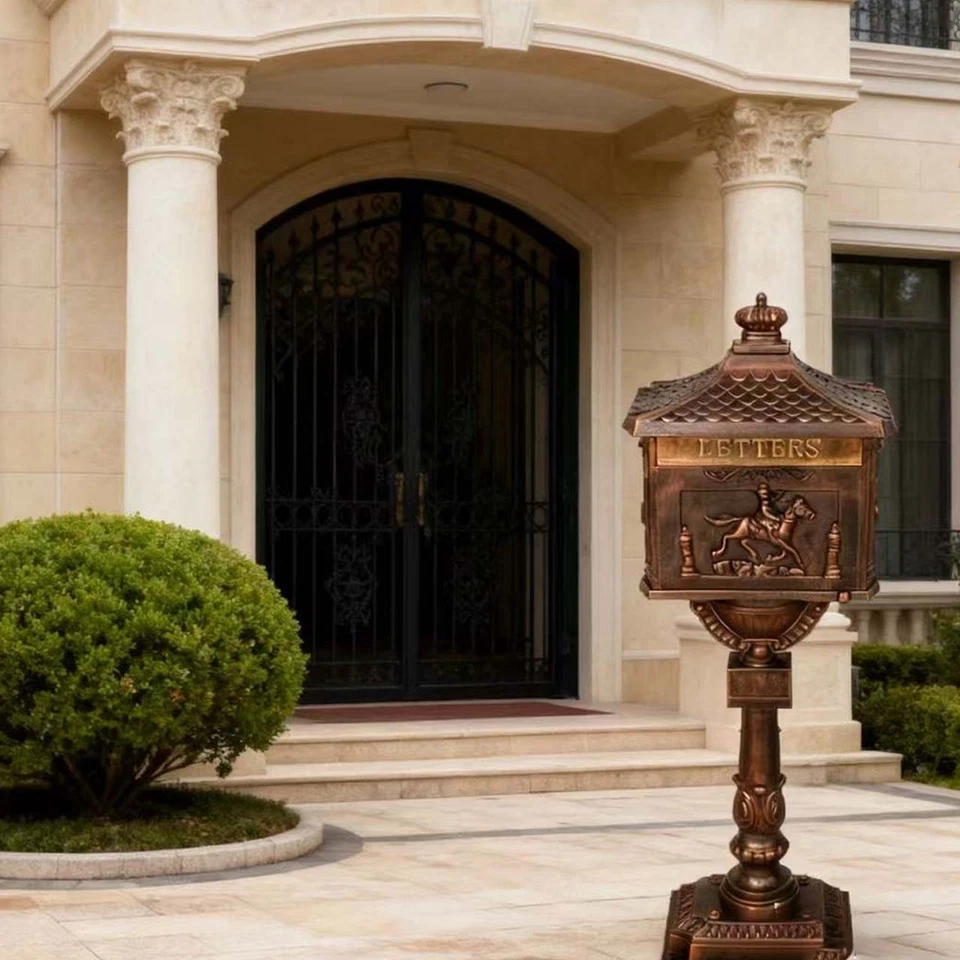 Винтажный декоративный почтовый ящик сверхпрочный замок литой алюминий/железо защита от ржавчины - Изображение 4 из 4