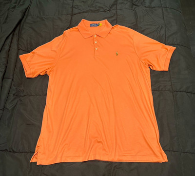 Polo Ralph Lauren Men's 2XLT Big & Tall Orange Polo Shirt Classic Fit Cotton