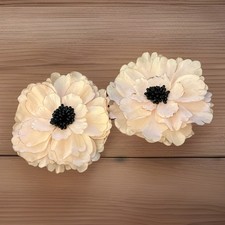 Fabric Pair of Anemone Flower Vintage Shoe Clips/Accessory Set of 2.
