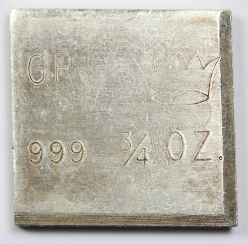 Vintage Crown Mint GR 3/4oz .999 Fine Silver Bar Square Ingot Extruded