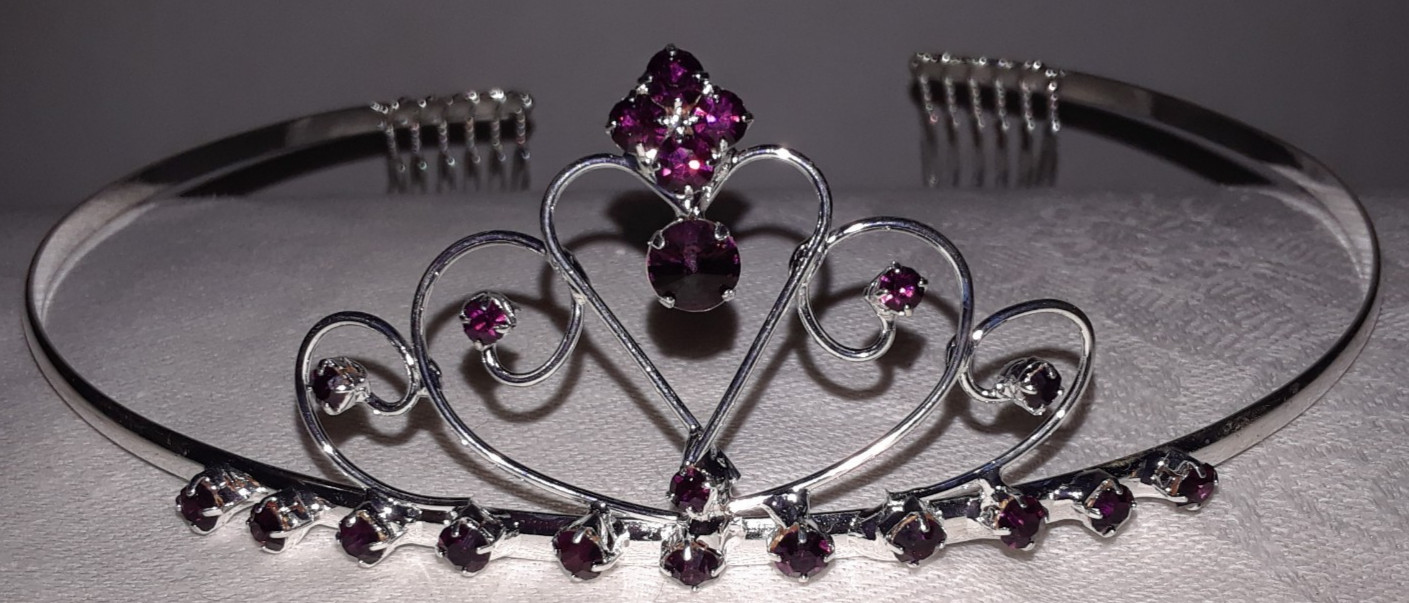 Princess Tiara Bridal Purple Rhinestone Delicate Headwear for Party