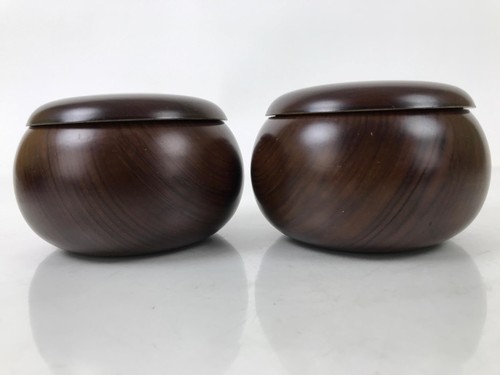 Japanese Go Stone Goishi Game Pieces Set Vtg Igo Brown Resin Bowls Shell GO97 - Picture 5 of 19