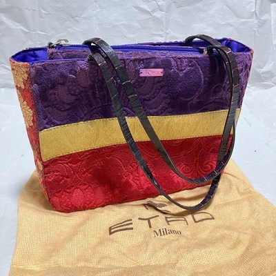 Etro Antique / Embroidery Handbag Women Rare Luxury Designer Model Limited Editi