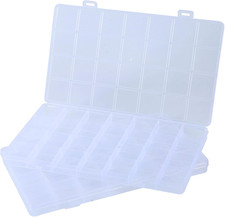 2Pack 28 Grids Plastic Organizer Boxes,Clear Beads Organizers Storage Box with F