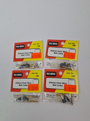Lot of 4: Du-Bro #189 Aileron Horn Wire Ball Links New Old Stock RC Hobby