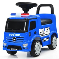 Topbuy Kids Ride On Police Car 2-in-1 Toddler Push Car w/Storage Space Indoor 