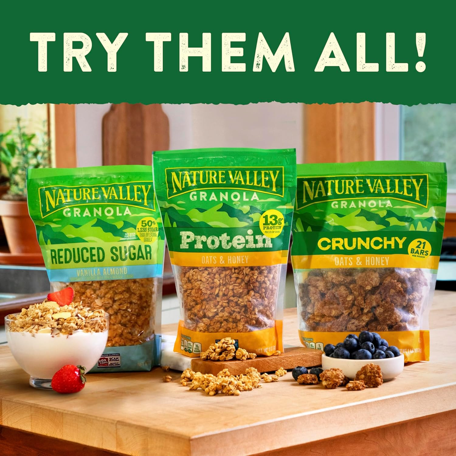 Crunchy Granola, Oats and Honey, Resealable Snack Pouch, Family Size, 24 oz