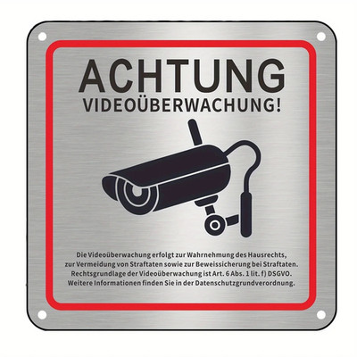 2 signs indicating video surveillance on private property with GDPR notice, 15 x