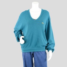 Vintage 70s Izod LaCoste V-neck Blue Sweater Men's Large