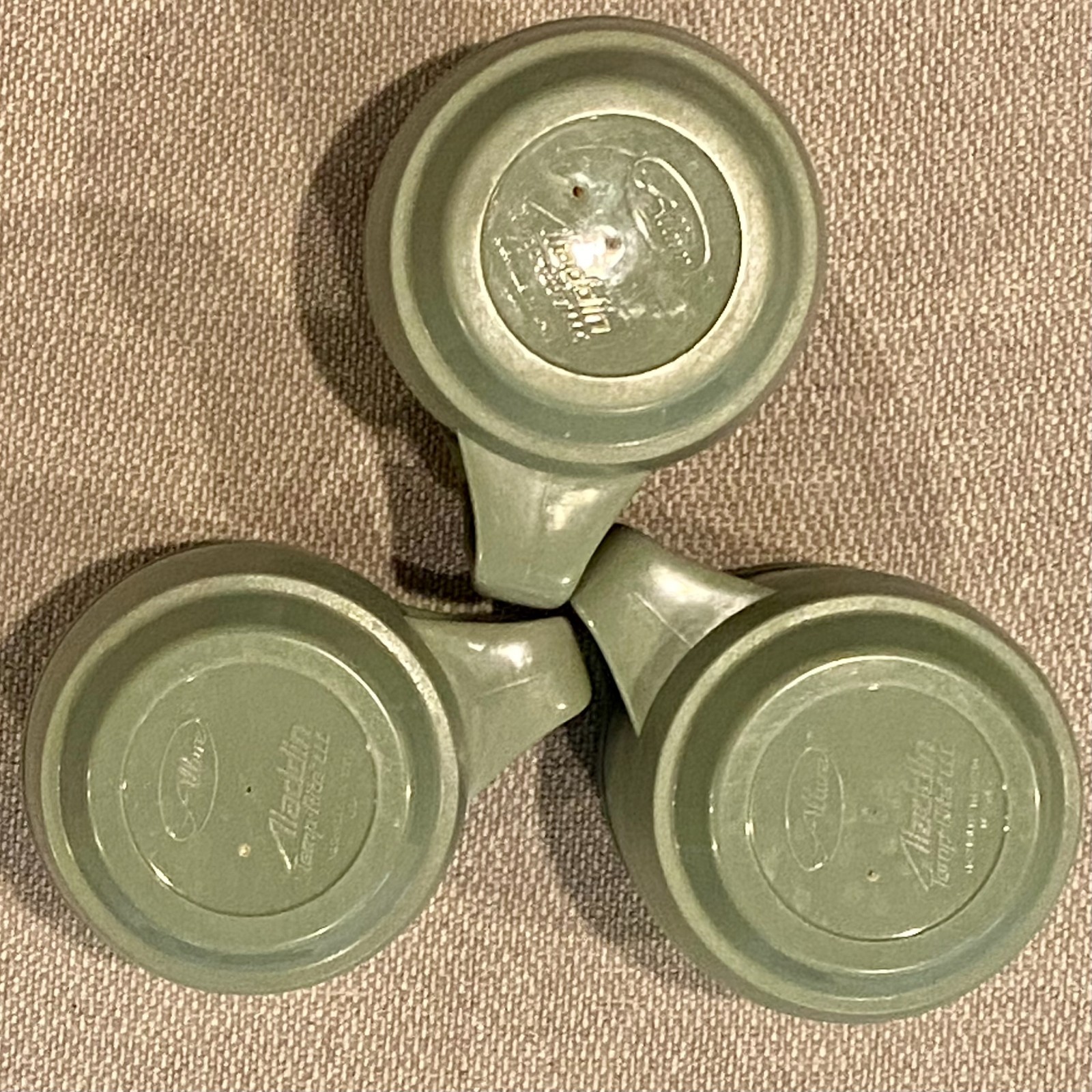 Aladdin Allure Temp Rite Plastic Mugs Lot Of 3 Cups Camping Hiking RV Sage Green