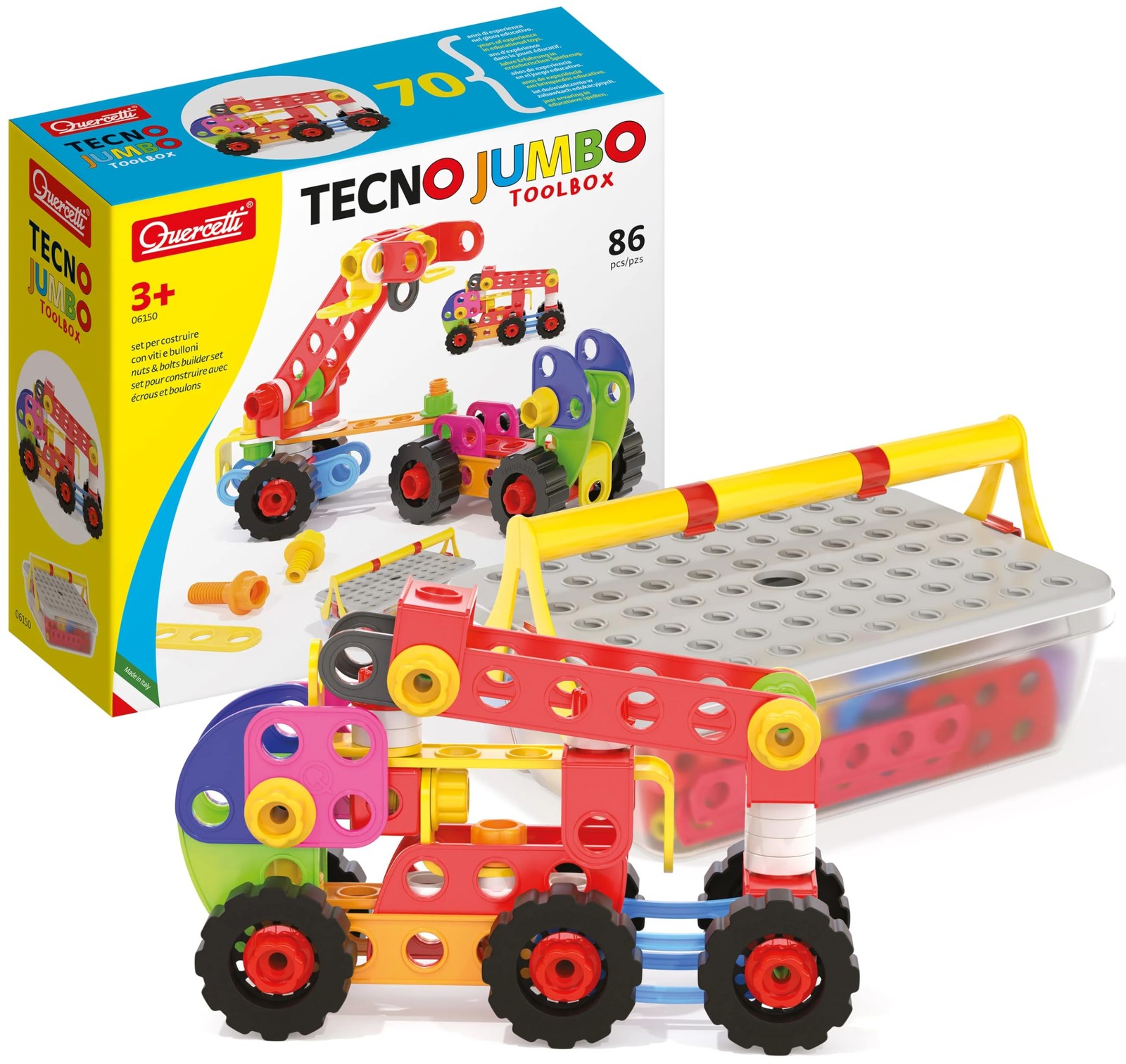 Quercetti - Construction Game with Screws and Bolts, Colour The pieces have many