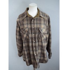 Pendleton Wool Flannel Shirt Large Brown Plaid Vintage USA Mens Button Board 