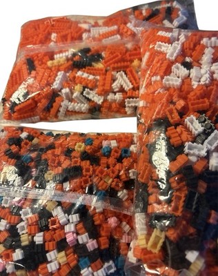 Lot Of 3 Bags Mini Building Bricks/Mostly orange/black, 2 Lbs. 7.1 Ounces/New