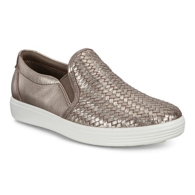Ecco Soft 7 Slip on Woven Warm Grey Women's Comfort Shoes - EU 38 / US 7