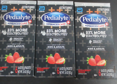 Pedialyte AdvancedCare Plus Electrolyte Powder - Strawberry Freeze- 3 pack