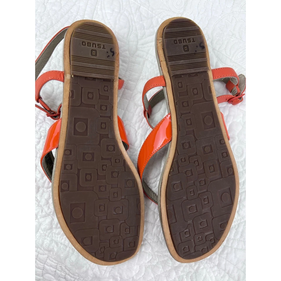 Sandalias para mujer Tsubo talla 7,5 naranja planas de cuero vacaciones de verano Foto 4 de 4