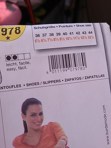Burda Sewing Pattern Uncut Shoes Slippers Sewing Pattern - Picture 3 of 4