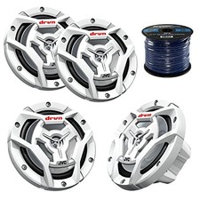 4x JVC CSDR6201MW 300-Watt 6.5" 2-Way Marine Boat Speakers, Enrock 50Ft 16g Wire