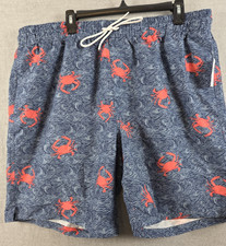 OLD NAVY Swim Trunks XL Red Crabs Nautical Mesh Pockets Elastic Tie Waist NEW