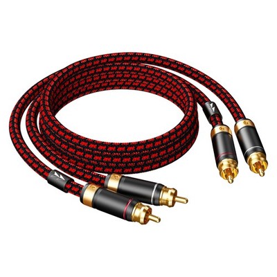 2RCA Male to Male Stereo Audio Cable, Gold Plated, 4N Oxygen-Free Copper, 3ft