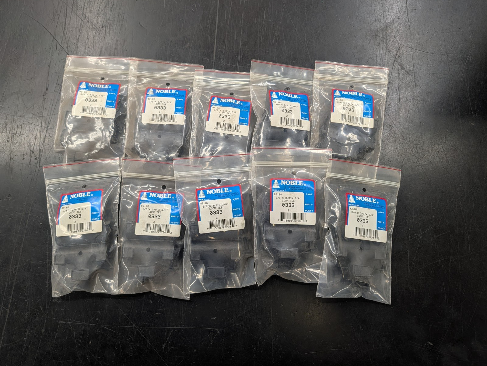 Noble 0333 Split Wire Loom Tee 3/8" x 3/8" x 3/8" Lot of 10 Two-Packs NOS