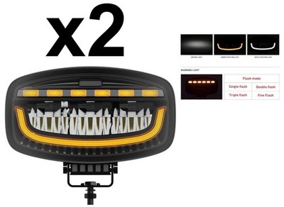 2x LED Fahrscheinwerfer mit weiß gelb DRL Licht + R65 Strobe wie Hella Jumbo