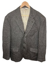 Stafford 100 Wool Lambswool Jacket Tweed Blazer Men 44R Brown Elbow Patches