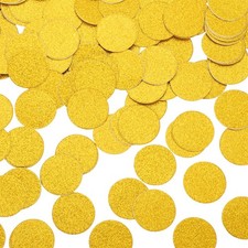 200Pcs Round Glitter Confetti Table Decor, 1.2x1.2", Bright Gold