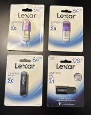 Lexar Jump Drive 128GB USB 3.1 Flash Drive and three 64GB USB 2.0 Lot of 4