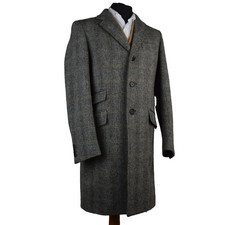 Harris Tweed Tailored Gentleman's Long Checked Coat - Small 38" - 40" - PRISTINE