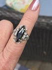 Vintage Sterling Silver Hematite Ring 7ct Size 8.5 Resizable