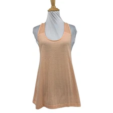 Alo Yoga Tank Top Womens M Medium Peach Vapor Open Back Draped Sheer Panel