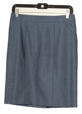 Ann Taylor Skirt Women s 4P Blue Pencil Straight Lined Wool Blend