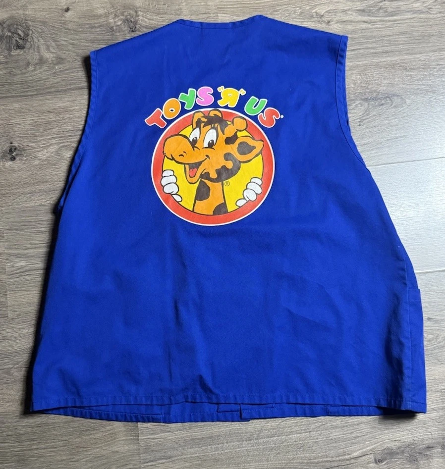 Vintage Toys R Us Uniform Vest Unisex XL Blue Geoffrey Giraffe Employee 90's - Image 3 of 4
