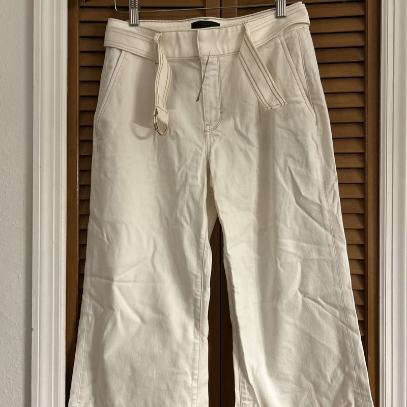 White House Black Market Belted Wide Leg Denim Look Pants Size 4 Inseam 29