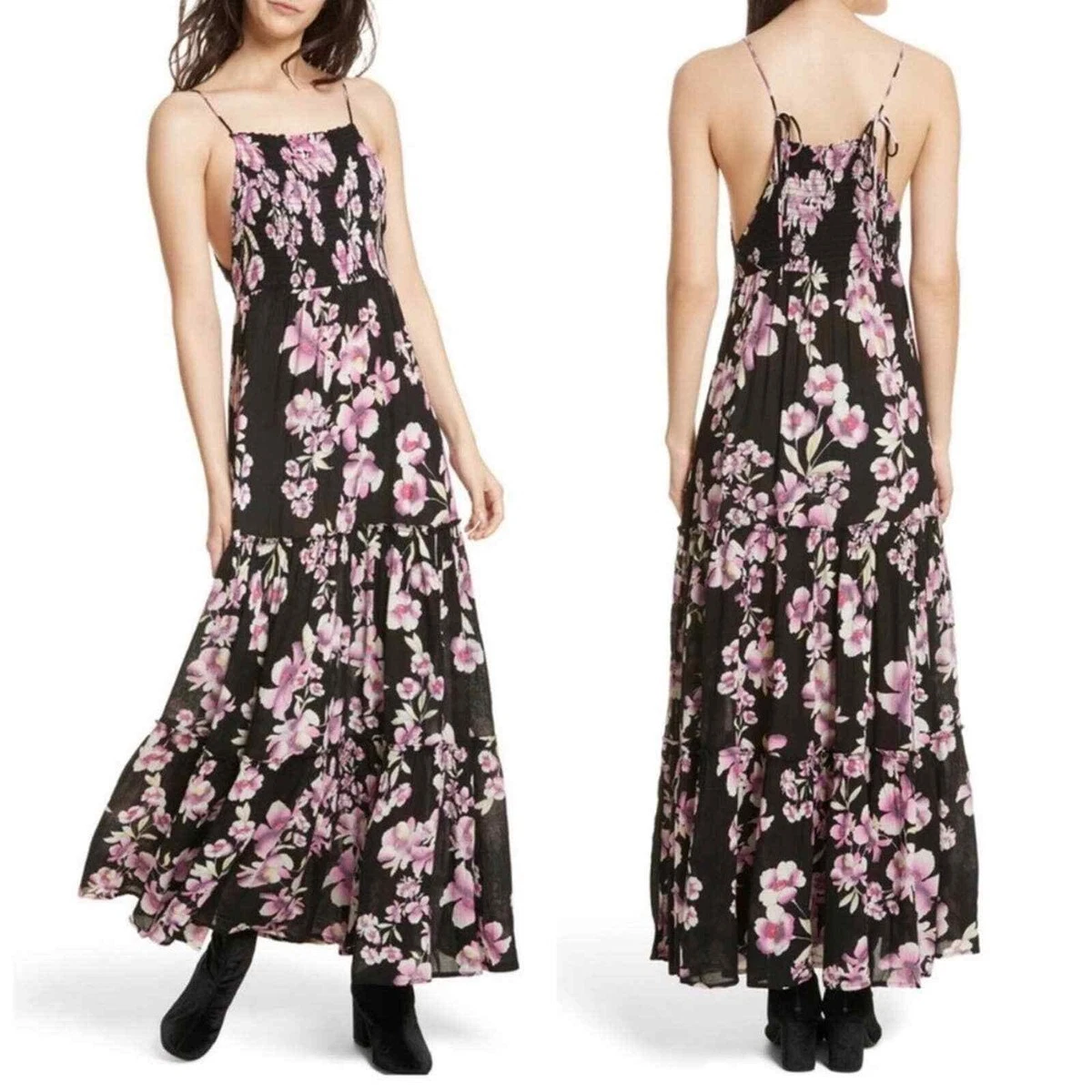 Beautiful Black And Pink Floral Summer Maxi Dress Size Small / Medium
Opens in a new window or tab