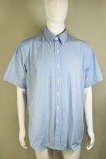 Ralph Lauren Button Down Mens XL Light Blue White Gingham Short Sleeve Pink Pony