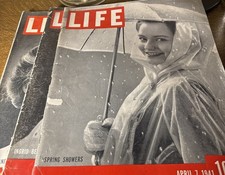 3 1940s LIFE Magazines  , Model & Manakin, Ingrid Bergman, Spring Showers 
