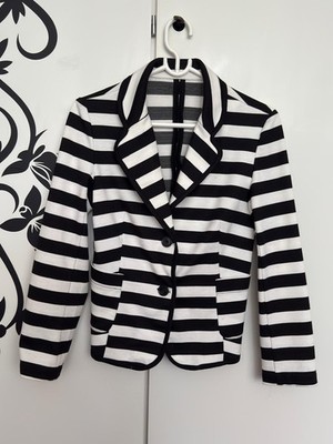 schwarz-weiß gestreifte Vintage-Jacke Blaser Größe 36