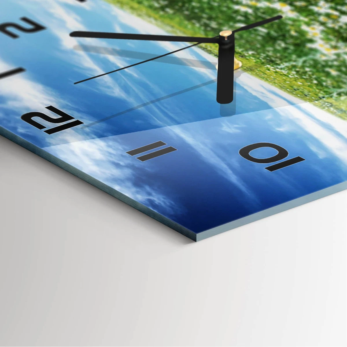Reloj de Pared Rectangular Horizontal de Vidrio Templado Premium Prado 60x30 cm