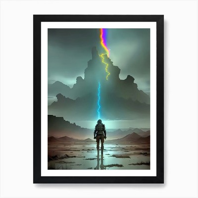 Lightning Bolt In The Sky Art Print Framed Wall Art Poster Canvas Print Picture