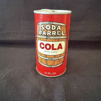 Vintage 1973 Soda Barrel Cola 12 fl oz Soda Can Red Barrel Design Pull Tab