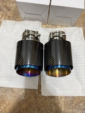 Carbon Fiber Single Exit Exhaust Tips 3 Inlet To 4 Outlet2 Pcs Blue Burnt Carbon Fiber Single Exit Exhaust Tips 3 Inlet To 4 Outlet2 Pcs Blue Burnt