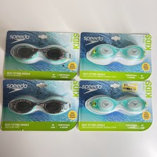 Lot of 4 Speedo Kids Swim Goggles Ages 3-6 Glide Print  Bungee Strap NEW 4-Pack
