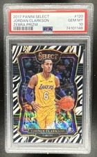 2017-18 Panini Select Jordan Clarkson Zebra Prizm Premier Level #120 PSA 10