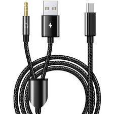 USB C to 3.5mm Aux Audio Cable, 2 in 1 USB C to 3.5mm Car Stereo Aux Headset ...