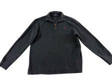 POLO by Ralph Lauren NICE 1/4 Zip Heather Black Mens L Pullover Sweater LS Shirt